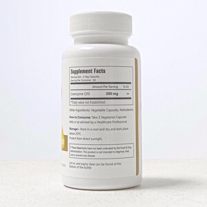 VitaCosmoX coq10 supplement fact side - 120 capsules (real image)