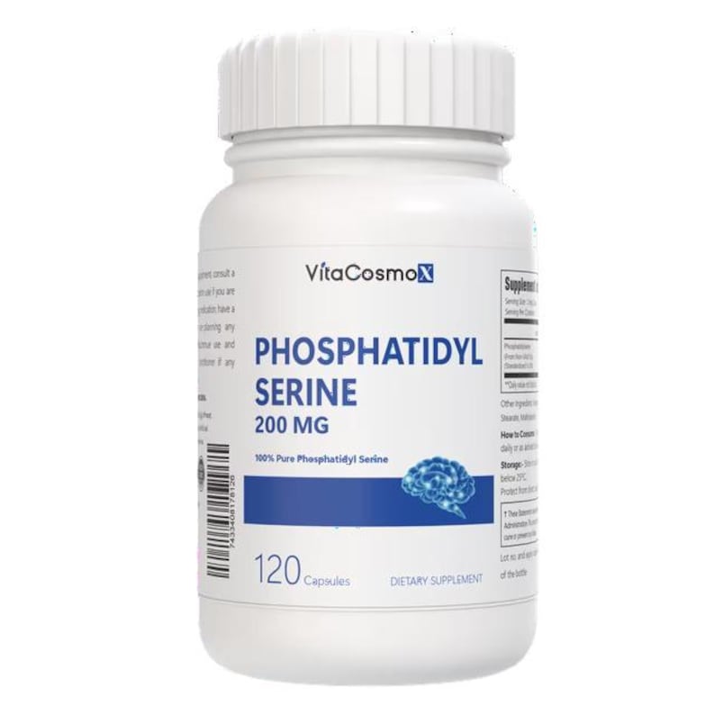 VitaCosmoX phosphatidylserine 200mg supplement front side - 120 capsules