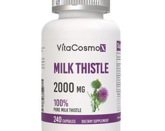 VitaCosmoX Milk Thistle Supplement - 240 Capsules, Vegan, and GMO-Free
