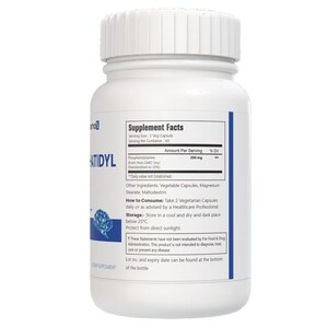VitaCosmoX phosphatidylserine 200mg supplement fact side - 120 capsules
