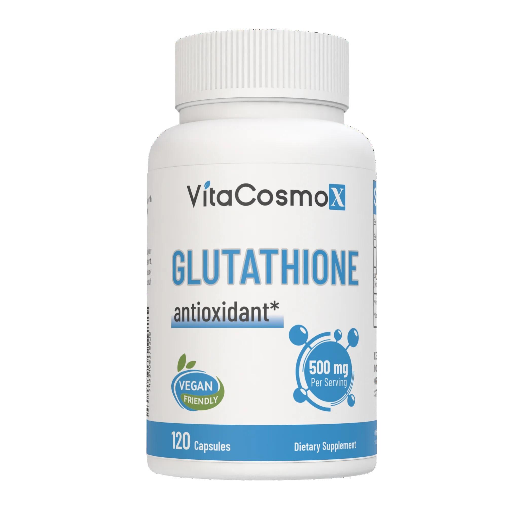 Vegan Glutathione Supplement – 500mg Antioxidant, 120 Capsules