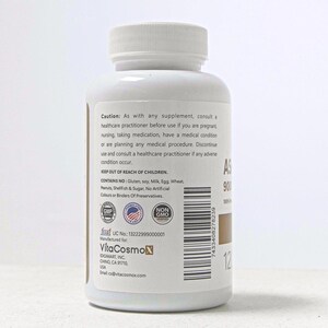 VitaCosmoX ashwagandha caution warning side - 120 capsules (real image)