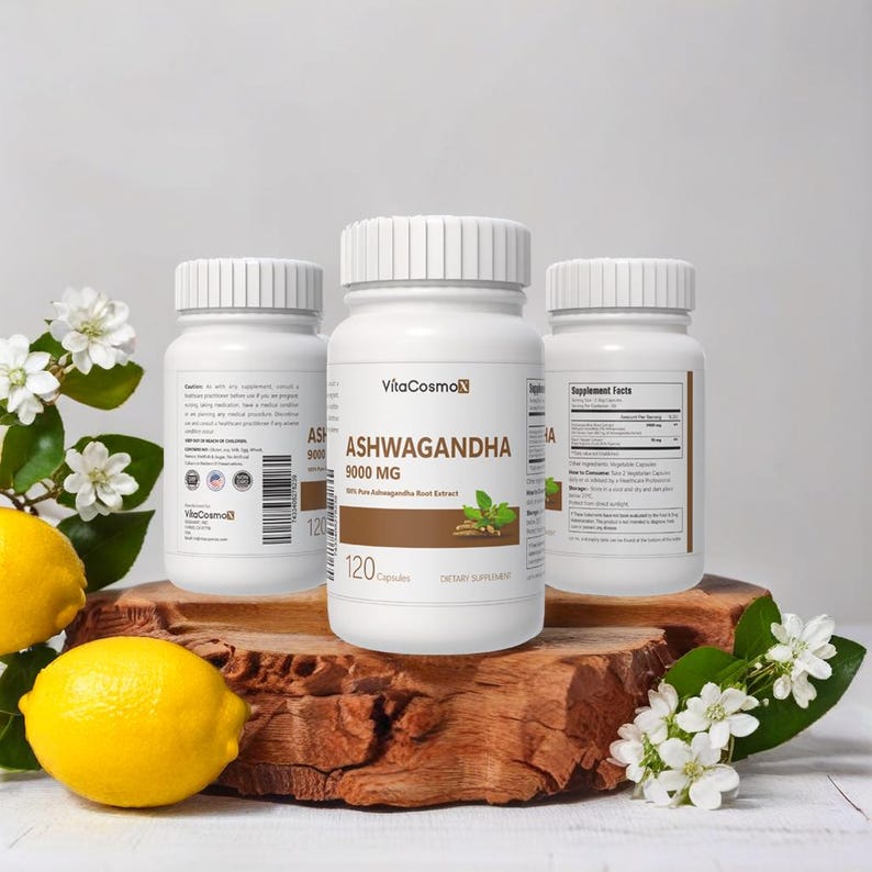 VitaCosmoX ashwagandha all three sides - 120 capsules (with background)