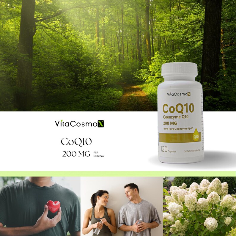 VitaCosmoX COQ10 Supplements - 120 Veggie Capsules, GMO-Free, Gluten-Free, and 200 mg bild 2