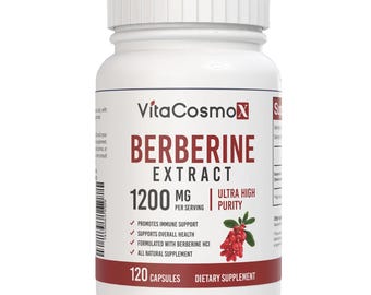 VitaCosmoX Berberine Supplements - 120 Capsules, Vegan & GMO-Free