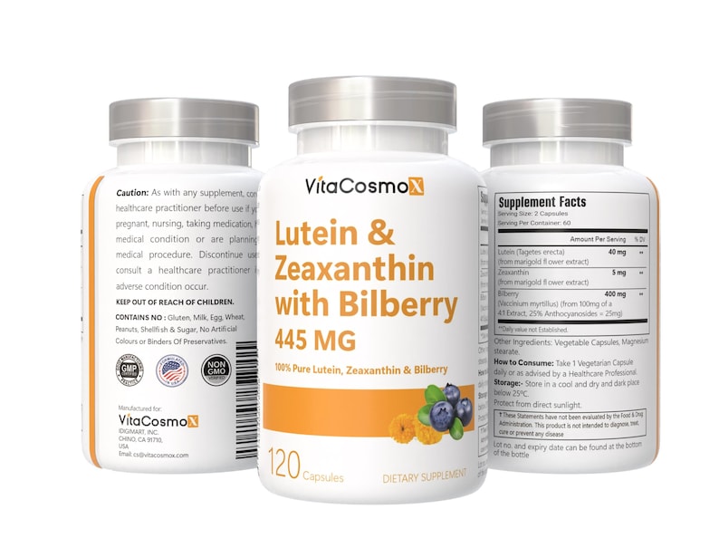 Suplemento de luteína, zeaxantina y arándano: Salud ocular, 120 cápsulas veganas imagen 6
