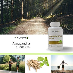 VitaCosmoX Ashwagandha Capsules 9,000 mg - 120 Capsules, Gluten-Free, Vegan & GMO-Free image 2