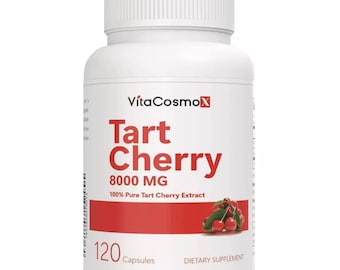 VitaCosmoX Tart Cherry Supplements - 120 Capsules, Vegan, and GMO-Free
