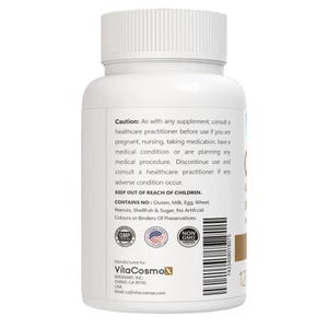 VitaCosmoX  coq10 caution warning side - 120 capsules