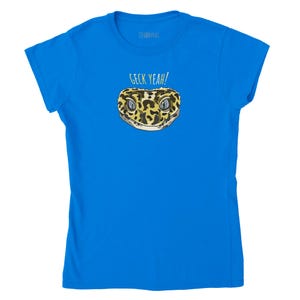 Leopard Gecko Women's T-shirt, Cute Reptile Merch, Cartoon Eublepharis Angramainyu Original Art Lizard Shirt For Her, Funny Pet Tshirt