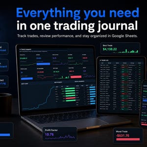 Digital download trading journal workbook for logging trades and reviewing trading performance