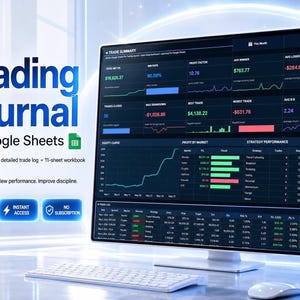 Trading Journal Google Sheets, Trade Tracker Spreadsheet, Trading Log Dashboard, Trading Dashboard, Investment Portfolio Tracker