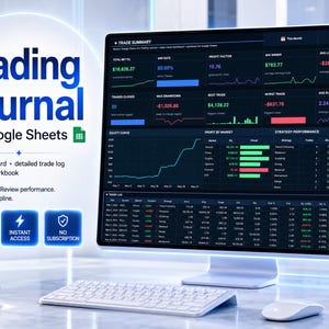 Trading Journal Google Sheets, Trade Tracker Spreadsheet, Trading Log Dashboard, Trading Dashboard, Investment Portfolio Tracker