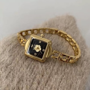 Montre-bracelet unique et raffinée pour femme, style vintage français, fleur