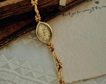 Gold Französisch Vintage Stil einzigartige zierliche Damen Armbanduhr Trendy nettes Geschenk