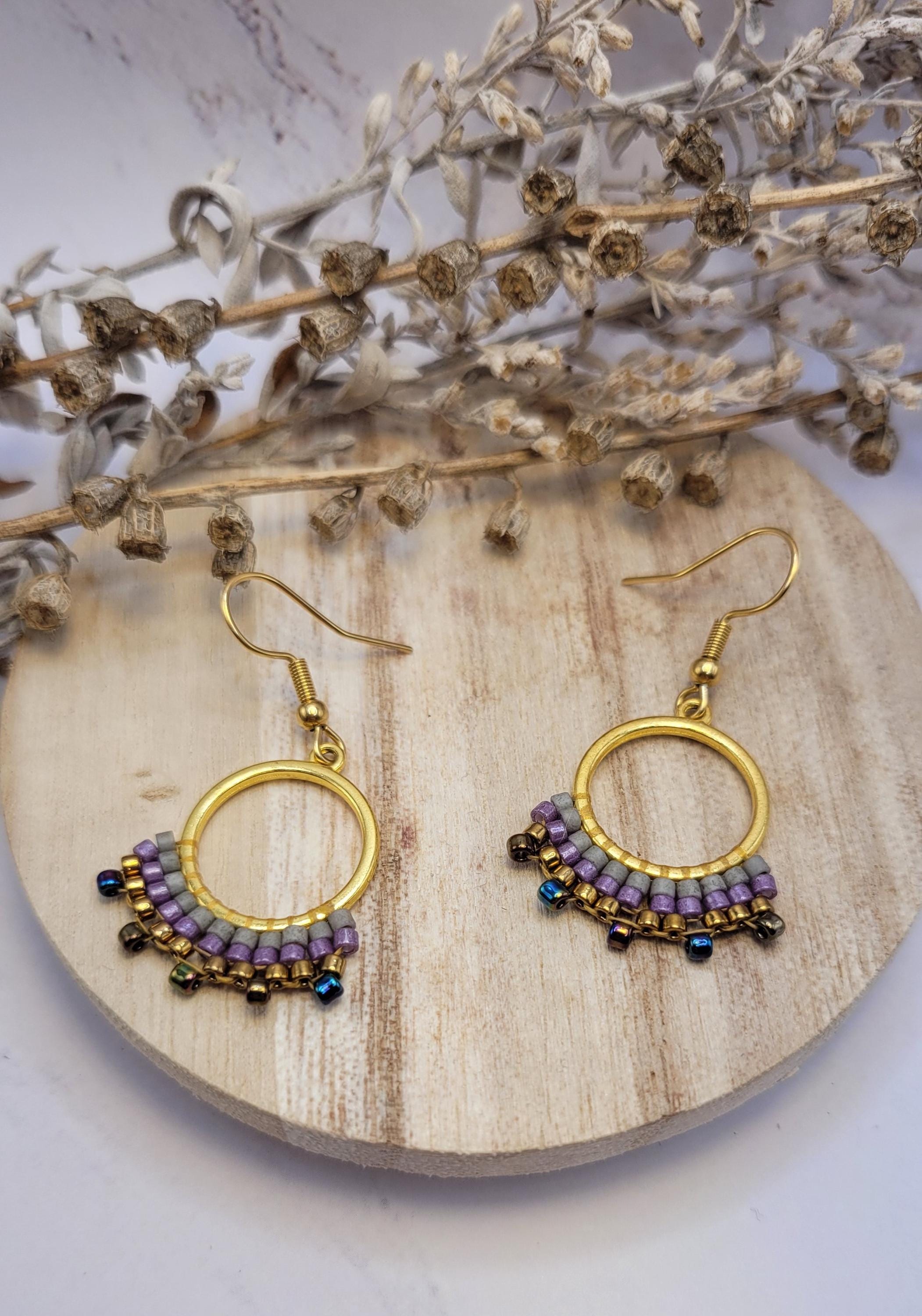 Boucles d'oreilles Argent Oxyde Violet Rond 5mm Ref. 20477