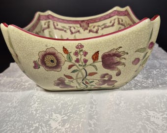 Vintage Chinese Hand-Painted Porcelain Bowl – Floral Motif – Crackle Glaze