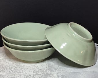 Vintage Celadon Glazed Bowls | Asian Ceramic Dish | Decorative Bowl Republic Era