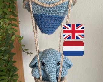 Elly's Hot Air Balloon and Elephant Crochet Pattern PDF | Amigurumi Elephant Toy & Balloon | Beginner Friendly Nursery Decor / Baby Gift