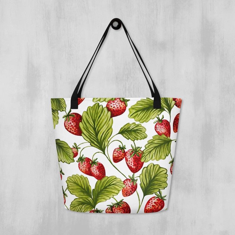 Vintage strawberry print small canvas bag 🍓🍓