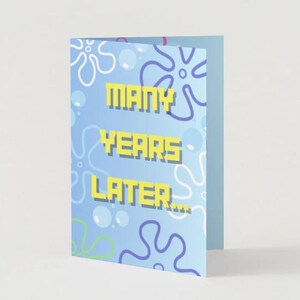 Cartão de aniversário para impressão, Muitos anos depois, azul, cartão de aniversário digital, baixe e imprima em casa, personalização opcional