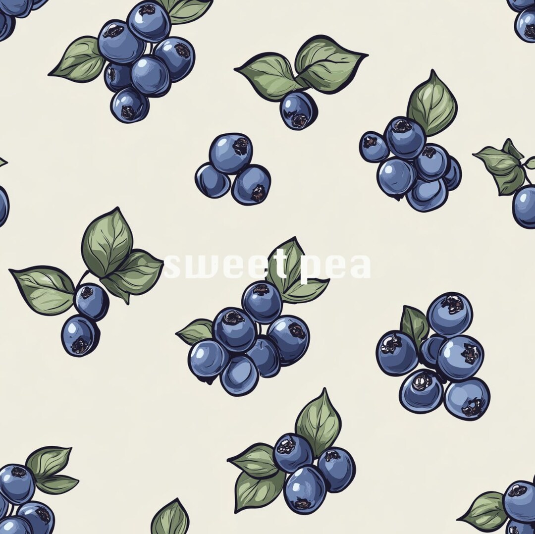 Blueberry Seamless Pattern, Surface Pattern, Berry Digital Paper ...