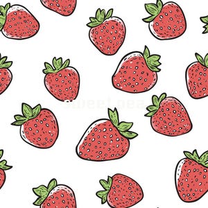 Strawberry Seamless Pattern, Surface Pattern, Berry Digital Paper, Digital Strawberry Repeating Pattern