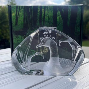Mats Jonasson Crystal Canadian Geese Sculpture | Canadian Wildlife Federation Art Glass Paperweight
