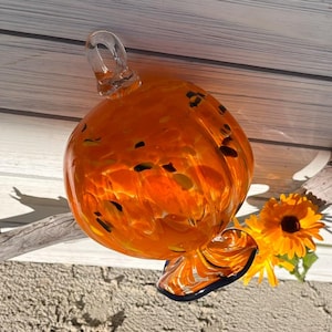 Hand Blown Orange Art Glass Pumpkin: Fall Decor Centerpiece