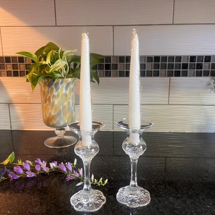 ガラス製キャンドルホルダーと赤いキャンドル　ドイツローゼンタール製 Rosenthal candle - Etsy 日本