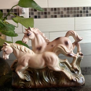 VTG Lusterware 2 Pferde Pferde Figur Wilde Ponies