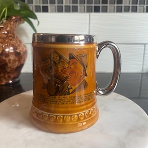 Vintage Lord Nelson Pottery Beer Stein Mug: Comical "Silent Night" Design
