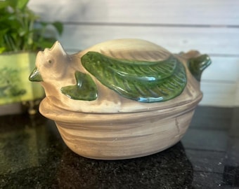 Vintage Clay Chicken Roaster: 1980s Terracotta Baking Dish
