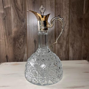 Antique Crystal With Silver Plate Decanter - Etsy