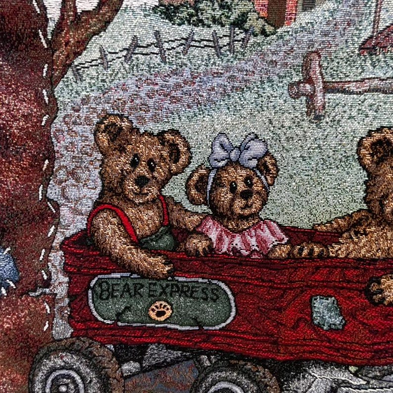 Tenture Murale Calendrier Vintage 1999-2001 Boyds Bears - Tapisserie Tissu Ours Décoratif - Occasion