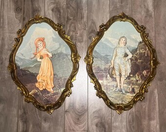 ヴィンテージ木製装飾の女性と男性の壁飾り 2 個セット - Etsy 日本