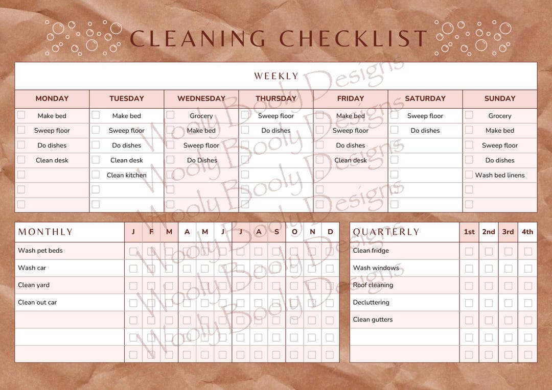 Minimalist Cleaning Checklist | Editable Canva Template | Home ...