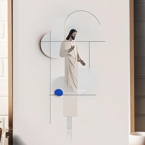 Minimalist Abstract Jesus, Digital Download, Print Bible Art. Christian Modern Bible Verse Wall Art Bible Sketch Pastel, Christian Gift