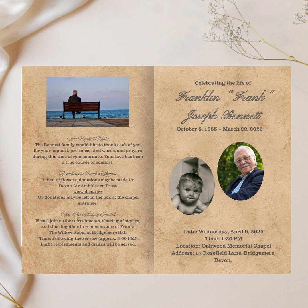 Old Program Template Editable Young and Old Funeral Program Template, Editable in Canva ...