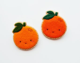 Orange Brooch, Fruit Brooch, Kawaii Orange Pin, Wearable Food Felt Brooch, Vegan Brooch