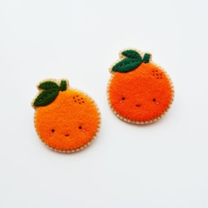 Orange Brooch, Fruit Brooch, Kawaii Orange Pin, Wearable Food Felt Brooch, Vegan Brooch