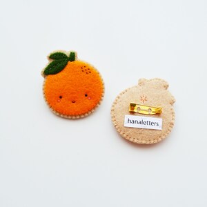 Orange Brooch, Fruit Brooch, Kawaii Orange Pin, Wearable Food Felt Brooch, Vegan Brooch image 7