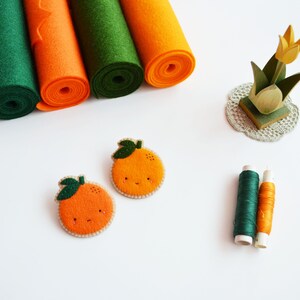 Orange Brooch, Fruit Brooch, Kawaii Orange Pin, Wearable Food Felt Brooch, Vegan Brooch image 5