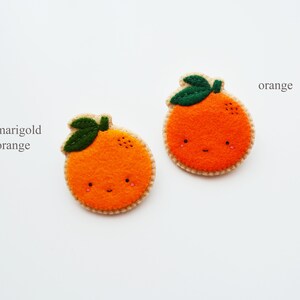 Orange Brooch, Fruit Brooch, Kawaii Orange Pin, Wearable Food Felt Brooch, Vegan Brooch image 3