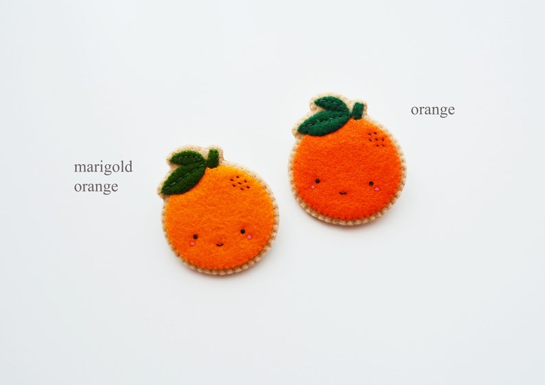 Orange Brooch, Fruit Brooch, Kawaii Orange Pin, Wearable Food Felt Brooch, Vegan Brooch image 3