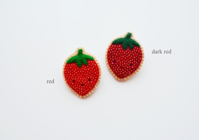 Strawberry Brooch, Fruit Brooch, Kawaii Strawberry Pin, Wearable Food Felt Brooch, Vegan Brooch image 3