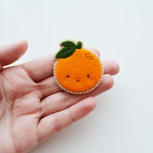 Orange Brooch, Fruit Brooch, Kawaii Orange Pin, Wearable Food Felt Brooch, Vegan Brooch image 4