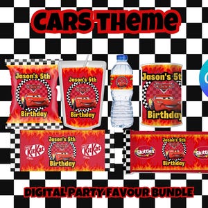 cars party favor | digital party favors | custom car theme party favor | racing party favors