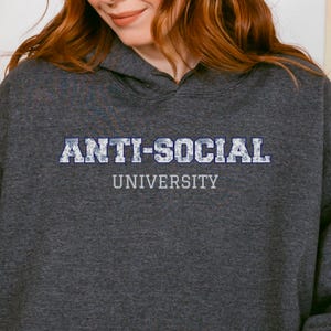 Sudadera universitaria con letras - Suéter universitario introvertido antisocial, regalo, estampado chinoiserie francés Toile de Jouy.