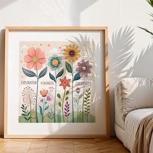 Flowers Wall Art – Poster & Canvas Nursery Decor for Kids Room | Inspirational Career Art for Children – Unique Gift